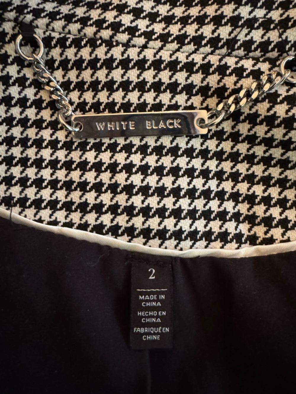 White House Black Market Black & White Houndstooth Blazer - Picture 4 of 5